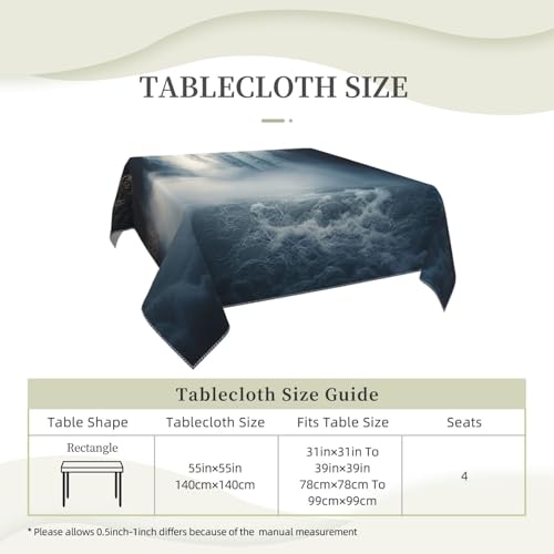 Nappe en polyester de qualité supérieure au décor cascade brumeuse de 140x140 cm