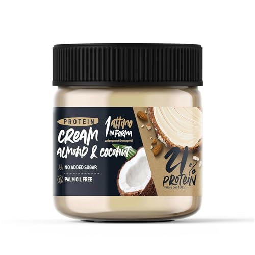 1 Attimo in Forma | Crema Spalmabile 21% Proteica Cocco e Mandorle Senza Zuccheri Aggiunti 180g - Senza Olio di Palma Ricco di Proteine WPC 80 Colazione Spuntino