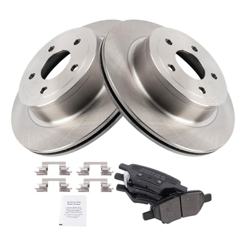 Image of TRQ Rear Brake Pad and Rotor Set Semi Metallic Rotors Compatible with 2008 Chevrolet Cobalt