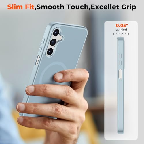 Image of SUPFINE Magnetic for Samsung Galaxy A16 5G Case with Screen Protector, (Built-in Magnets) (Military Grade Drop Protection) Slim Translucent Shockproof Phone Case,Sliver Blue