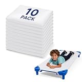 Comfyanno Cot Sheets for Daycare Standard Size - Fits 23" x 52" Cot, 10 Pack Bulk, Daycare Essentials, Soft & Comfortable Fitted Cot Cover, Preschool Kids Nap Time Sheets, Brushed Microfiber- White