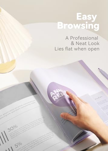 SortRax Fichário pastel com mangas de plástico transparente, 30 bolsos, exibição de 60 páginas, past