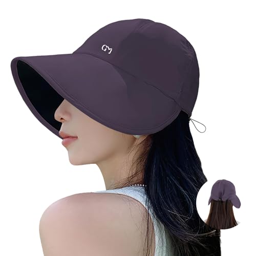 [MOWO] UVカット帽子 キャップ レディース 【270°顔を隠せる大きなつば】【コーティング完全遮光・サイズ調整OK・60g超軽量】 UPF50+ ワイヤー入り 小顔 日焼け防止 紫外線対策通気 日除け帽子 自転車 登山 海辺 農作業 日除けハット (パープル)（Amazon）