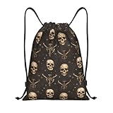 GVYGVY Zaino con coulisse, stile pirata, stampa con teschio, a prova di spruzzi, piccola borsa da palestra con coulisse, per donne e uomini, borsa sportiva per viaggi, nuoto, spiaggia