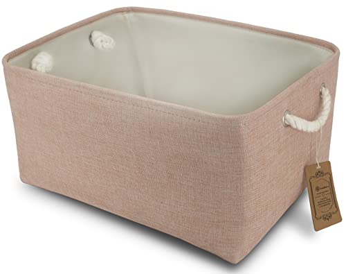 Yeaberr Storage Basket Bins, Large Foldable Fabric Storage Baskets With Handles For Clothes Toys Organizing Home Office Laundry Nursery Shelves, Baskets For Gifts Empty (Pink, 16.1X12.2X7.9 Inch) #TOP25