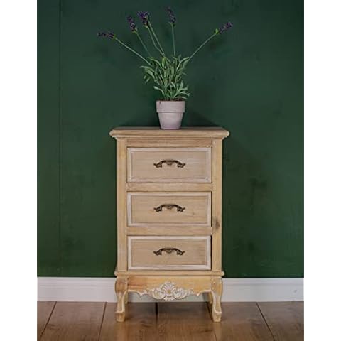 Potteries Antique Centre FRENCH LOUIS XV SHABBY CHIC STYLE BEDSIDE CABINET SHORT LEG - Paulownia Wood with a Limed Oak Finish - Width = 17" x Depth = 13½" x Height = 28" - CY16817 Cover