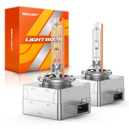 SEALIGHT D1S HID Bulbs, 6000K Daylight White Enhanced Visibility, 35W Direct Fit for 66144 66140 85140 85415 D1S Xenon Bulb, Pack of 2 (Halogen Headlamp Incompatible)