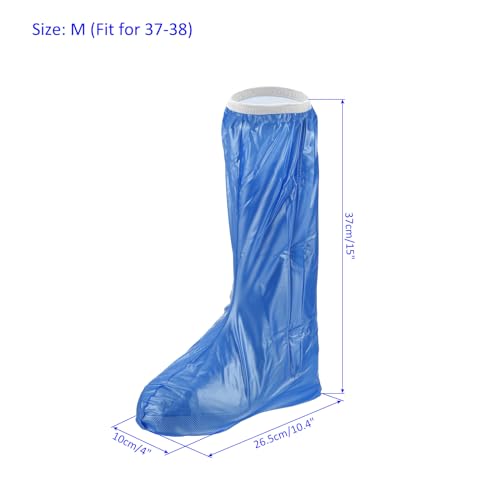 1 par de fundas impermeables para zapatos M METERXITY, reutilizables y antideslizantes, con cremallera, plegables, para uso al aire libre (talla M, color azul) miniatura 3