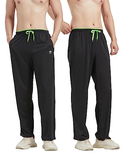 Men’s Athletic Pants with Zipper Pockets Open Bottom Lightweight Sweatpants, for Workout, Running, Gym, Training2