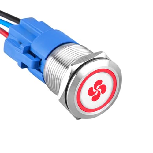 ETOPARS Acier Inoxydable 19mm Interrupteur à Bouton Poussoir Etanche 12V 5A Interrupteur à Bascule de Voiture Métal Commutateur 5 Broches avec Prise Rouge...