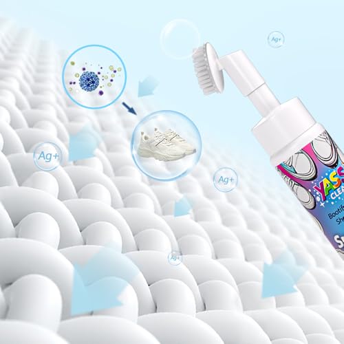 Yass Clean Shoe Cleaner, Water-Free Sneaker Cleaner Foam, White Shoe Cleaner Kit with Brush for Sneaker, Tennis, Leather, Canvas, Golf, Boot, 4 Pack 6.76 Oz — view 3