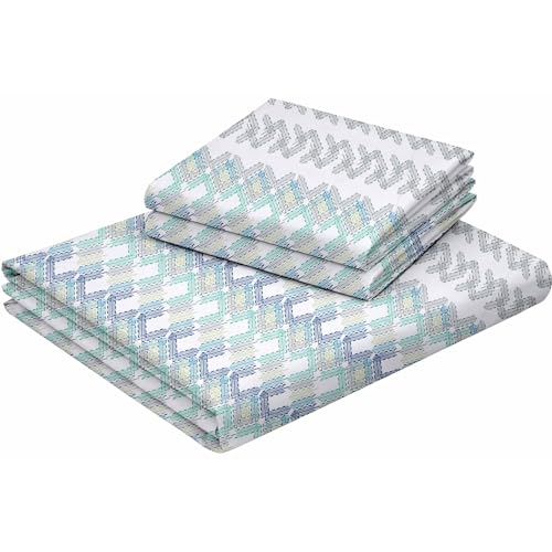 Image of Raymond Bedsheet 100% Cotton Bedsheets 200 TC for Double Bed King Size (108 x108 Inch) with 2 Large Size Pillow Covers | Soft and Breathable | Wrinkle-Free | Premium Printed Blue Leaf