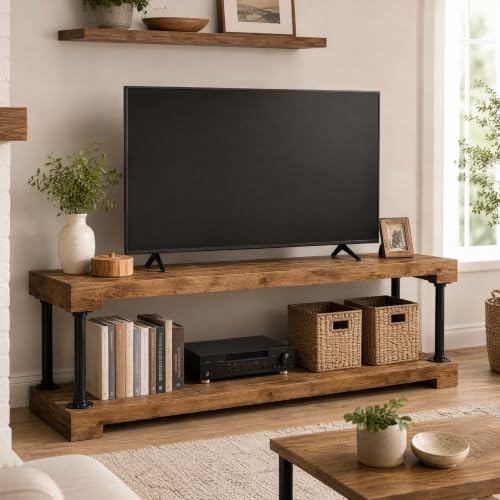 Tribesigns Solid Wood TV Stand for 75-Inch TV, 63" Entertainment Center