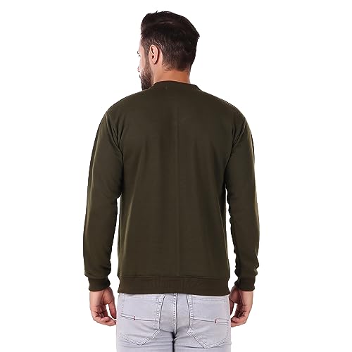 Image of RIPON Men Solid Fleece jacket (XL, OLIVE)