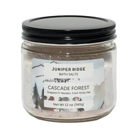 Juniper Ridge Cascade Forest Bath Salts - Natural Aromatic Soaking Salt Blend with Steam-Distilled Essential Oils & Botanicals - Paraben, Phthalate, Dye, Cruelty, & Preservative Free - 12oz Glass Jar Cover