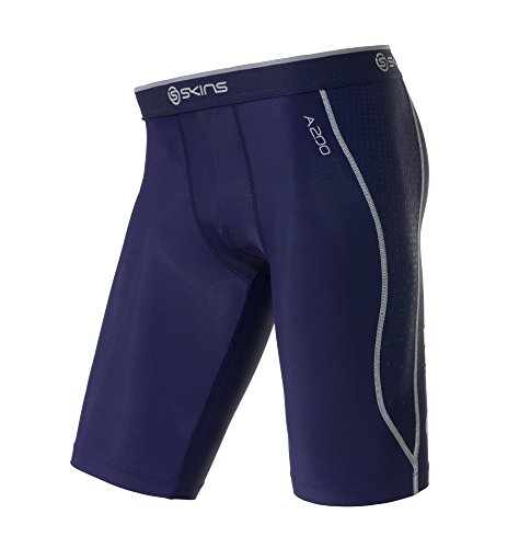 SKINS Men's A200 Compression Half Tights/Shorts, Navy, Large