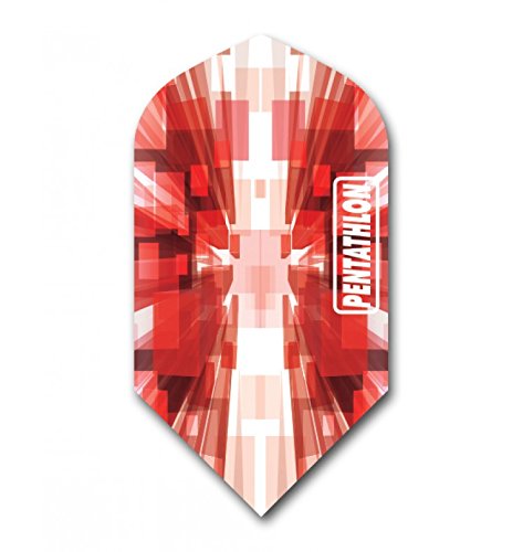 US Darts 3 Sets (9 Flights) Pentathlon RED Slim Dart Flights - 100 Micron - Ex-Tough #156