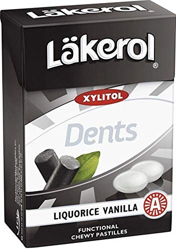 12 cajas x 85g de Läkerol Dents Regaliz Vainilla Original - Sueco - Sin Azúcar - Xilitol - Pastillas - Pastillas - Grageas - Gotas - Caramelos - Dulces