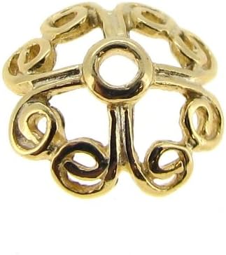 925 Sterling Silver Heart Flower Filigree Bead Cap 7.5mm 6.5mm / Findings / 14k Gold Tone Bright