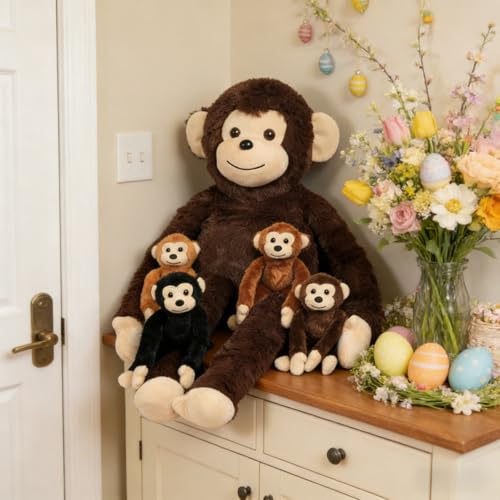 5 in 1 Monkey Stuffed Animal with Babies, Large Huggable Stuffed Monkey Plush Toy Mom and 4 Baby Stuffed Animal Monkeys Hanging Plush Doll Toy Monkeys for Kids Birthday Christmas Plush Gifts by Youthfuljive - Used condition - Image 2