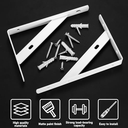 8 Stück Regalhalterungen, 90 Grad Regalträger, Metall Schwerlast Konsole Wandwinkel, Dreieckig Winkelträger Regalwinkel für Wandmontage, 150 x 95mm, weiß