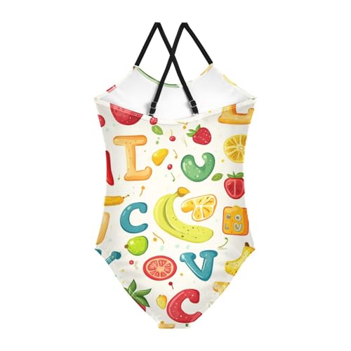 ZZKKO Cute Letters Fruits Girls Swimsuit One Piece Bathing Suit for Baby Girls' Swimwear 3-10T2
