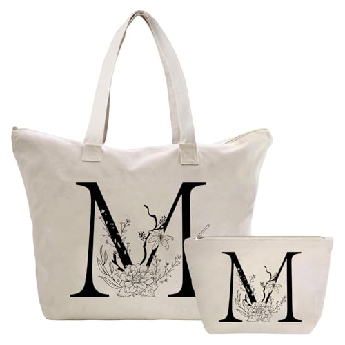 Personalizzata Iniziali Borsa Tote in Tela Donna, Cotone Tote Bag