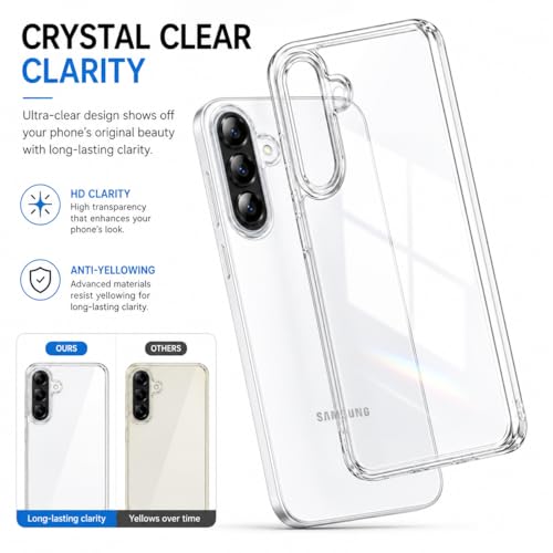 Image of DIZORO Case for Samsung Galaxy A57 5G, Military Grade Drop Protection Phone Case, Yellowing Resistant, Anti-Scratch Hard PC Back, Shockproof Hard Ultra-Thin Protective Cover, Clear