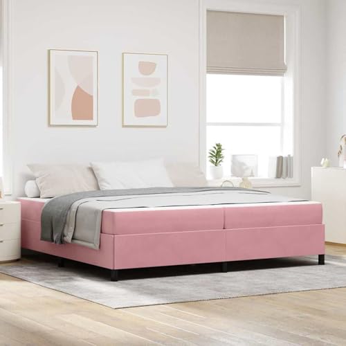 Homgoday Colchón de Espuma de Alta Densidad con Marco de Cama Moderno - Tamaño Emperador, Rosa, Terciopelo Modelo WQ922ZJ-3399089ES