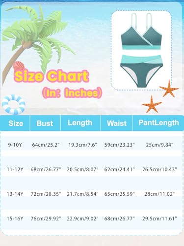 Image of Girl's 2 Piece Swimsuit Solid Spaghetti Strap Bikini Sets Beach Bathing Suit Swimwear for Teen Girls