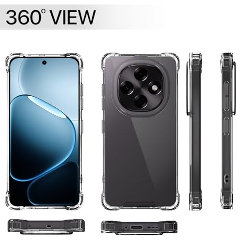 Image of Pikkme Back Cover for Oppo F31 Pro 5G PC + TPU Clear Transparent Raised Edges Shockproof Protective Phone Bumper Case(Transparent)