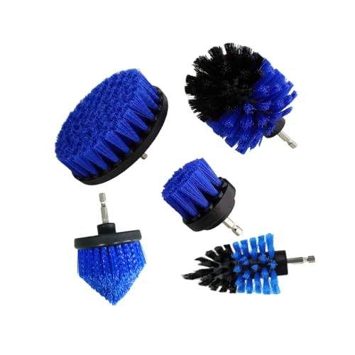 STARTIST ドリルブラシアタッチメントセット 5個 電動ドリルブラシ 車内ディテールブラシ 浴槽 カーペット 浴室表面 シャワー用, 青