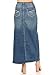 Women's Juniors Long A-Line Stretch Denim Maxi Skirt in Vintage Wash Size M