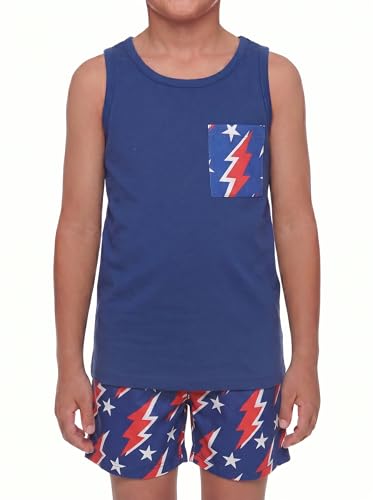 Image of Unique Baby Boys American Boy 4th of July 2pc Tank Shorts Set