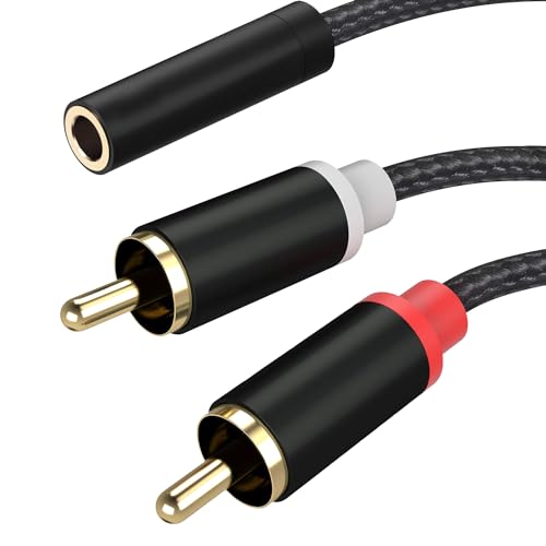 Froggen 2x RCA Mâles vers 3.5 mm Femelle Câble RCA Mini-Jack 3,5mm vers 2 RCA Adaptateur Cinch Câble Compatible avec Téléphone Tablette TV PC Ampli...