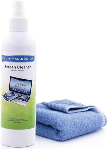 Blum Manufaktur Screen Cleaner 250 ml - środek do czyszczenia ekranów - środek do czyszczenia komputerów - w zestawie ściereczka z mikrofibry 30 x 30 cm - środek do czyszczenia monitorów - Made in Germany
