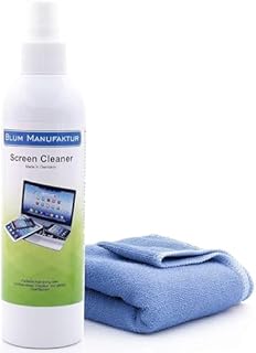 Blum Manufaktur Screen Cleaner 250 ml - środek do czyszczenia ekranów - środek do czyszczenia komputerów - w zestawie ściereczka z mikrofibry 30 x 30 cm - środek do czyszczenia monitorów - Made in Germany