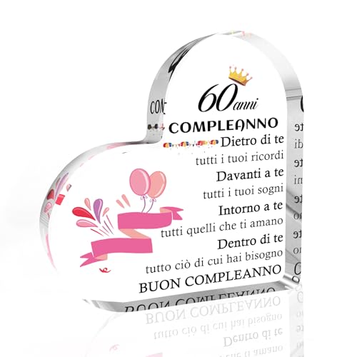 Regalo per I 60 Anni Donna Regalo 60 Anni Donna Femmina Compleanno Acrilico Decorative Originali Regali Idee per Nonna Mamma Sorelle Amica Zia Figlia Fidanzata Moglie Lei