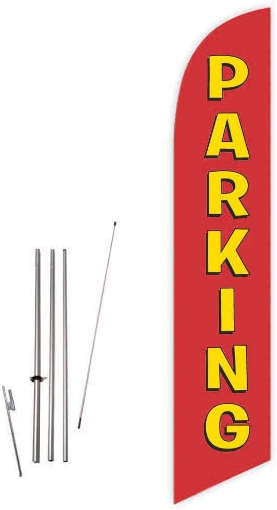 GLOBAL ADVERTISING SOLUTIONS Event Sign Feather Flag Eye Catching Banner Sign for Business and Marketing Complete Set with 15 ft Pole Kit and Ground Spike (Start Yellow Checkered)