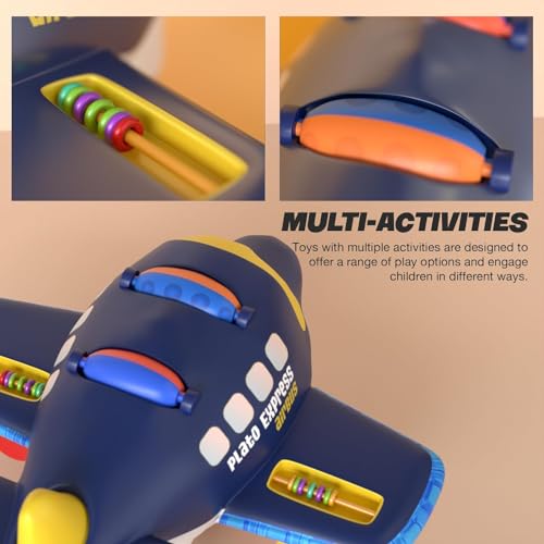 Image of Funbee Aeroplane Baby Musical Toys for Kids with Bump and Go Action, Airplane Toy with 3D Lights, 360 Rotating & Sound, Toy Vehicle for Kids Birthday Gift Toys for 1+ Year Old Boys Girls (Dark Blue)