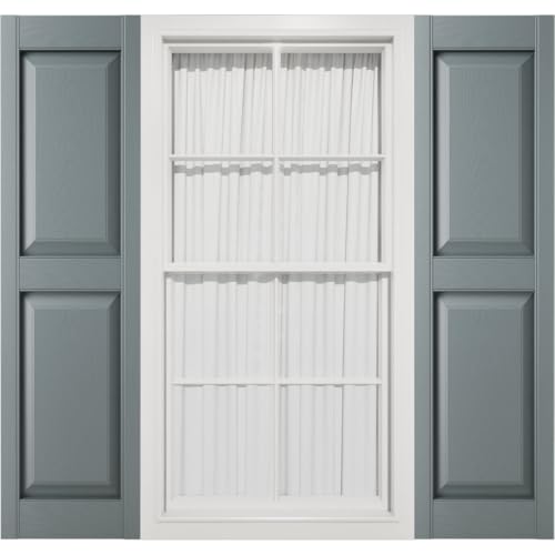 12"W x 39"H Mid-America Vinyl, Standard Size Williamsburg Double Panel Shutters, w/Installation Shutter-Lok's & Matching Screws (Per Pair), 419 - Storm Cloud by Mid America - Used condition - US$47.67