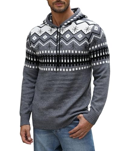 Danfiki Jerséis para Hombre Sudadera con Capucha Suéter Navidad