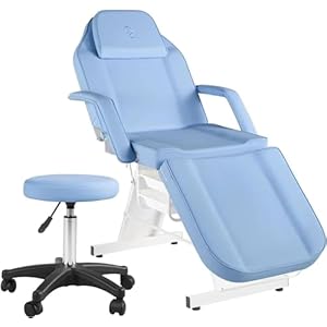 Facial Chair Tattoo Char Massage Table 73in 3-Section Multipurpose Professional Tattoo Table Spa Equipment for Facial Beauty Spa Equipment Lightblue