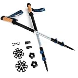 SPOKEY Compass Teleskop-Wanderstöcke aus Aluminium 7075 mit FastFit-Außenklemme, Länge105 - 135 cm, 3 Segmente, Griffe aus Kork und Eva-Schaum, Handschlaufe, Trekkingspitze mit Schoner und Teller