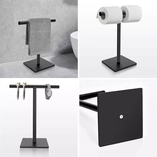 Porte-serviettes de comptoir en acier inoxydable noir mat durable - 5