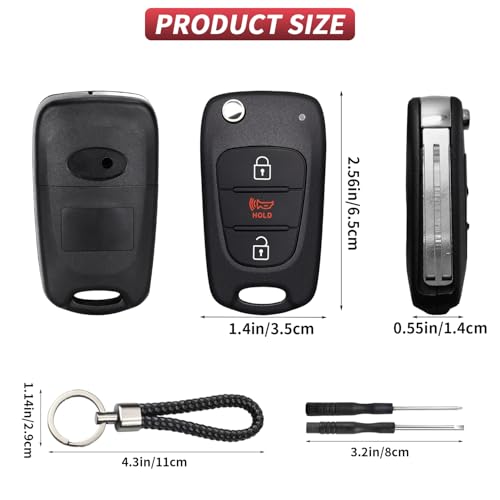 Flip Key Fob Shell Case Replacement Fits for Kia Soul 2011 2012 2013 2010 / Kia Rio / Kia Sportage 2012-2014 3 Button Car Keyless Entry Remote Control Folding Key Fob Cover by JJCHQ - Image 7