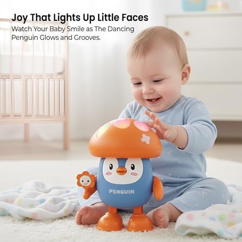 Image of WireScorts Penguin Musical Dancing Toy with Lights, Interactive Voice Recording Robot, Electric Swing and Dance, Mushroom Cap Design, Kids Sensory Toy, Toys for Babies Boys and Girls