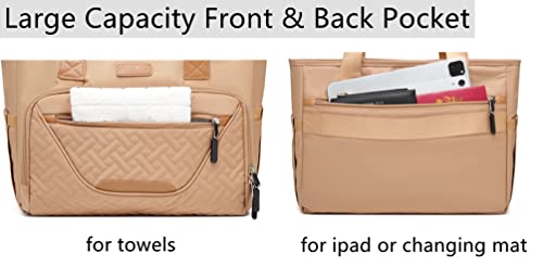 Fhelad Diaper Bag Tote, Large Tote Diaper Bag With 16 Inch Laptop Compartment For Mom And Dad, Multifunction Tote Bag (Light Brown) #TOP4