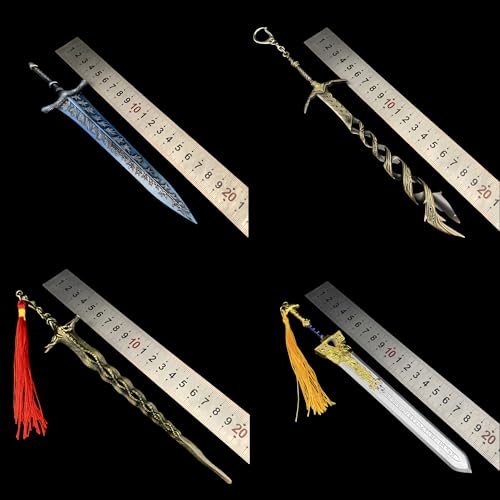 Game Box Set of 4 Metal Model Weapon Sword Keychain Royal Great Godslayer Great Dark Moonlight Great Sacred Relic Sword Cosplay Prop Collection Backpack Desktop Display Decoration - Thumbnail 5