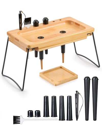 BS-VOG Wooden Rolling Tray with Cone Loader Foldable Rolling Tray Set for King Size & 1 Size Pre-Rolled Cones Smoking Accessories Gift for Travel
